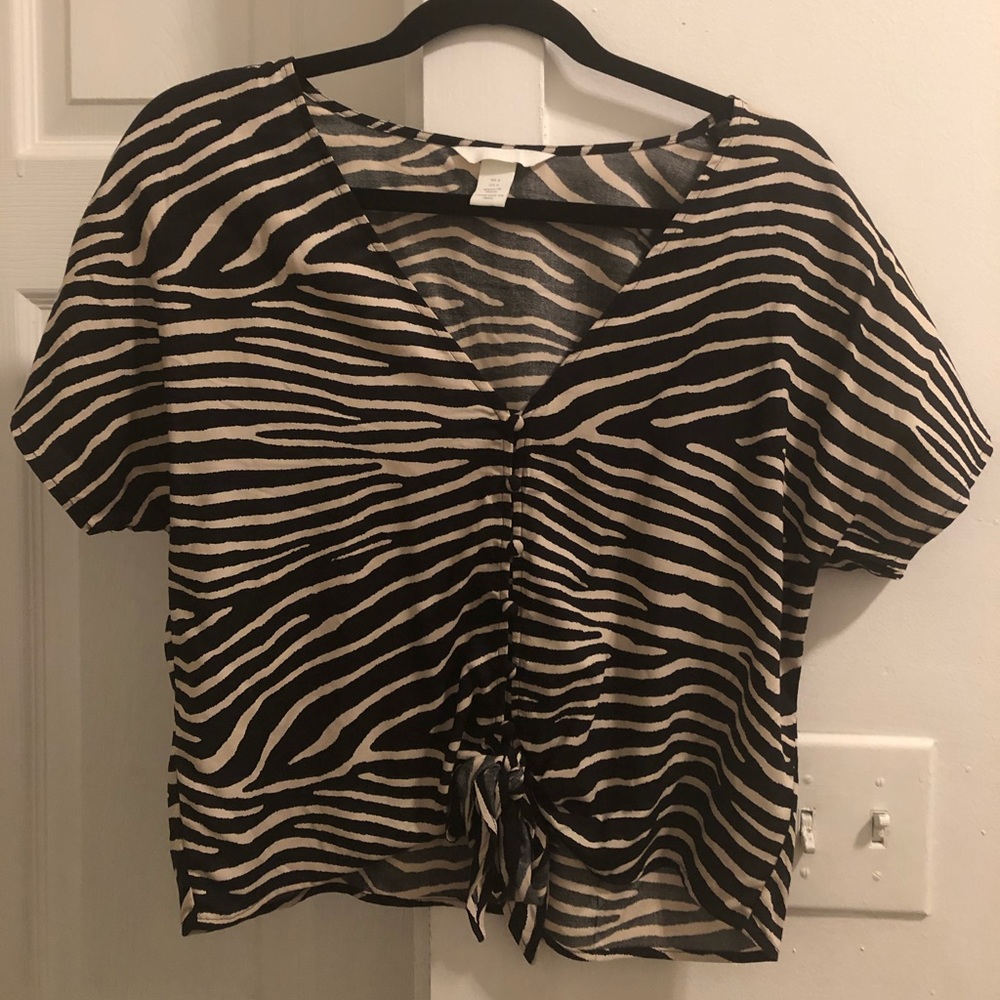 Zebra stripped tie shirt